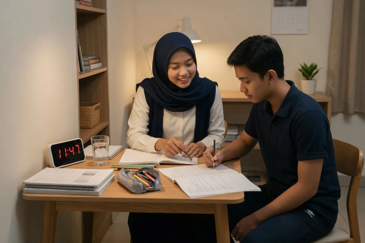 Tutor Exademy mendampingi calon taruna AKMIL asal Banyuwangi berlatih soal akademik dan menyusun jadwal kesamaptaan persiapan seleksi Akademi Militer