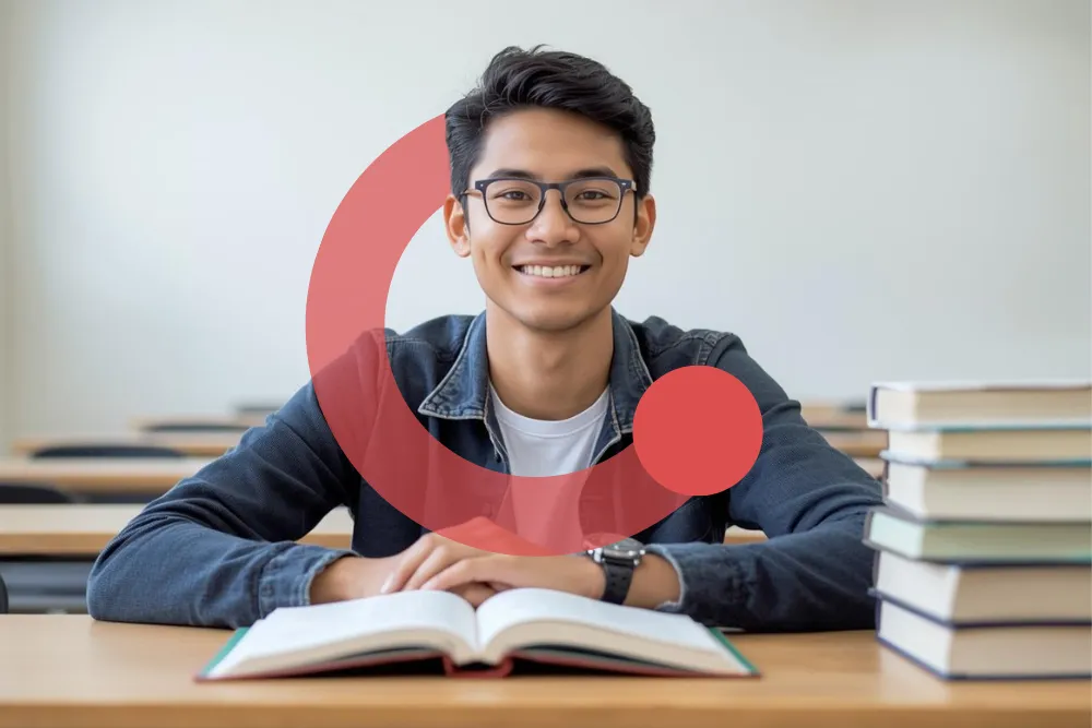 Bimbel PPPK Exademy, peserta berkacamata menelaah buku di meja belajar