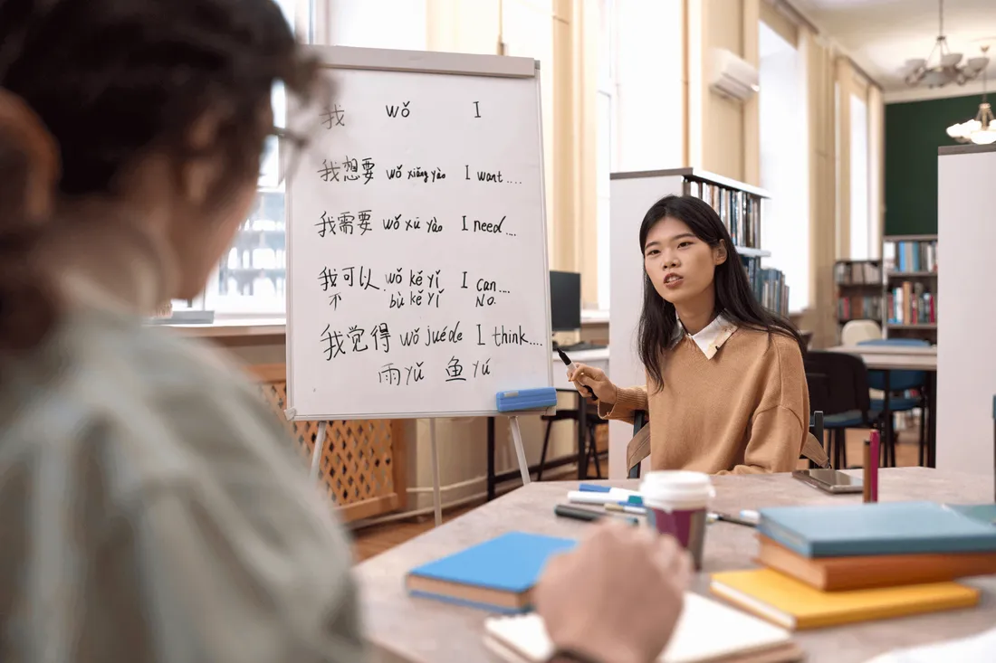 Tutor mengajar persiapan HSK Mandarin satu per satu di Exademy
